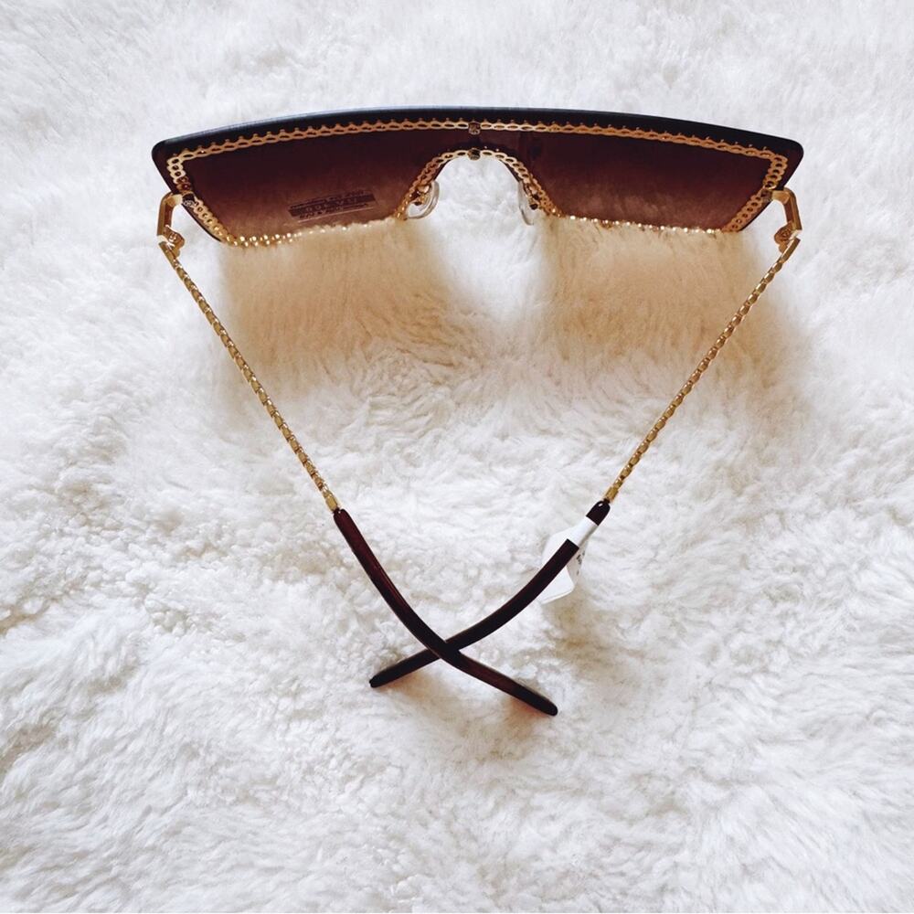Christine Brown Chain Oversized Shield Sunglasses - Picture 8 of 12